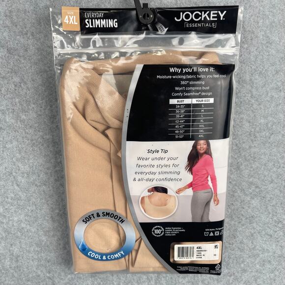 J7000 Jockey Essentials Seamfree Slimming Tank Cool & Comfy Tan Size 4XL - Picture 2 of 7